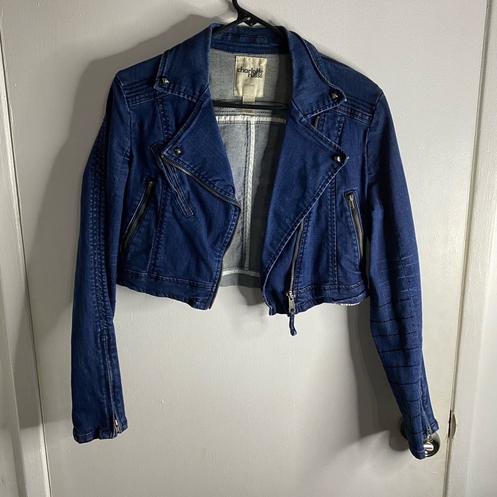 Charlotte Russe Jean Jacket with zipper on sleeves